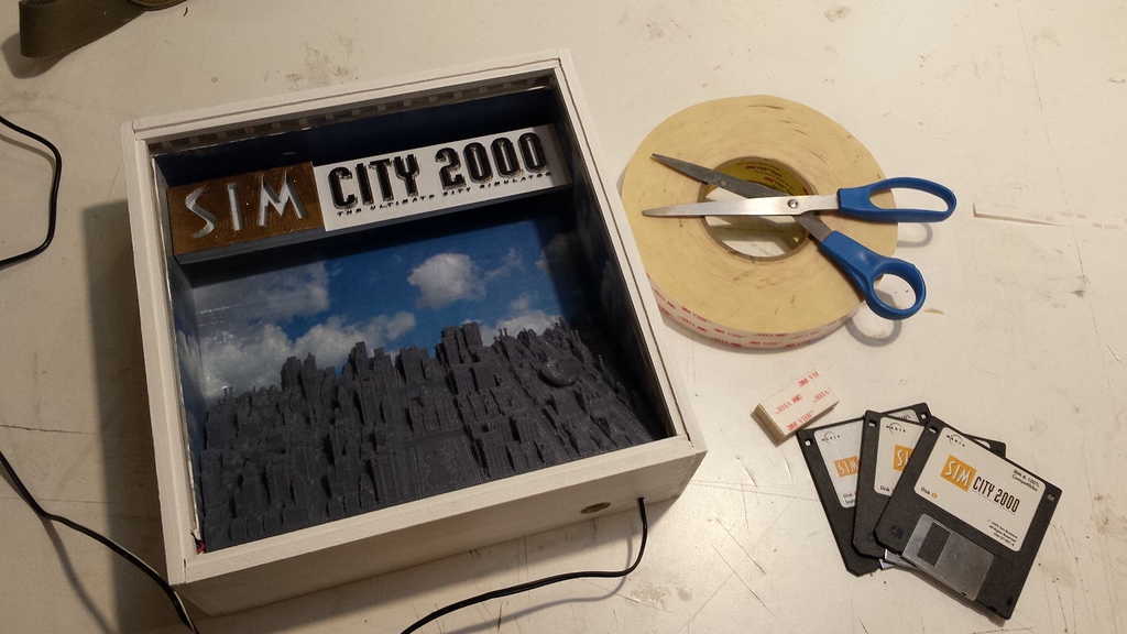 Simcity 2000 Forced Perspective Shadow Box - 3D Printing / 3D